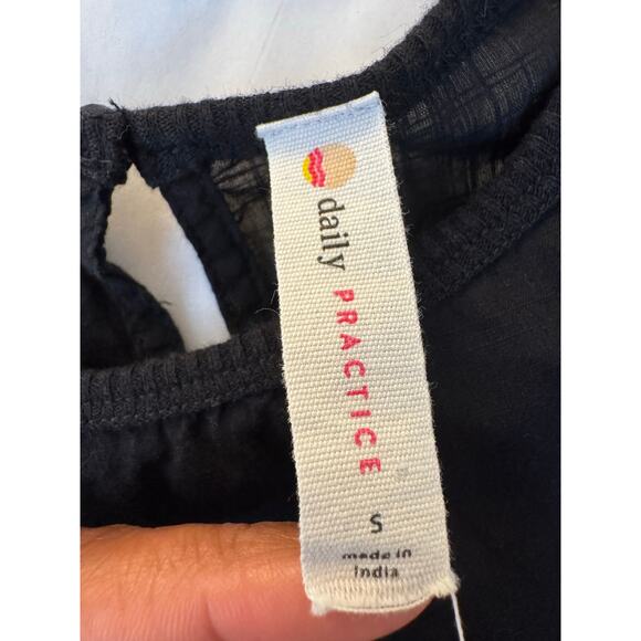 Daily Practice by Anthropologie Prix Black Smocked Cotton Mini Dress Small - Picture 7 of 9